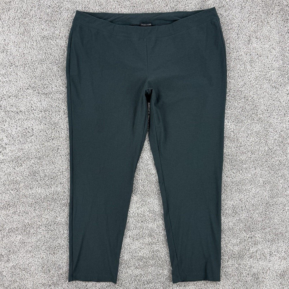 Eileen Fisher Washable Stretch Crepe Pants Women's XL Teal Pull On Sustainable